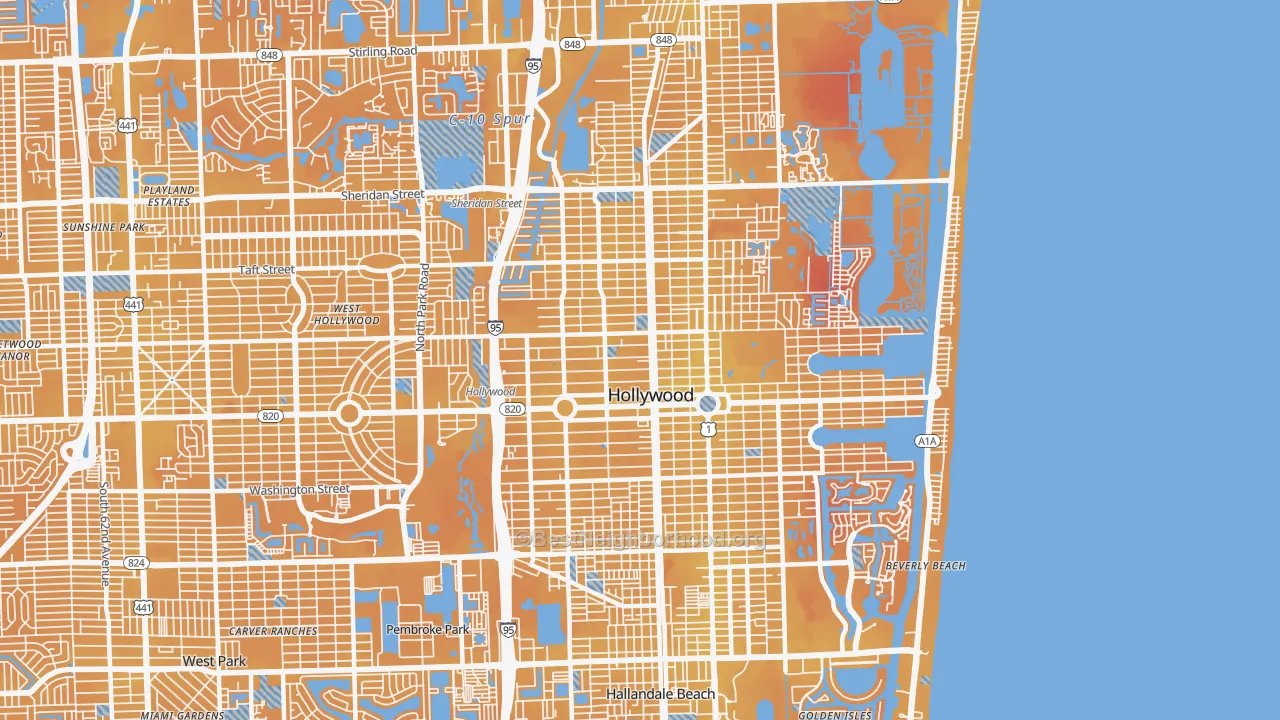 Transit Grade map of 33020, FL