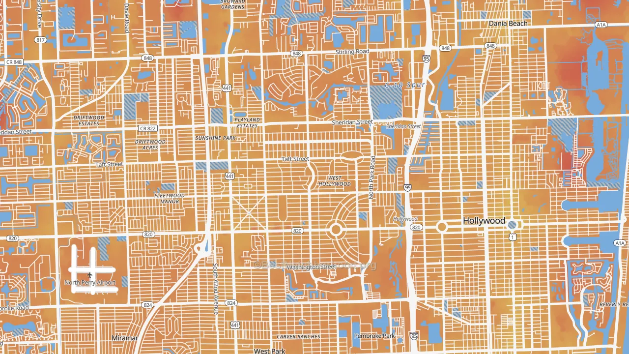 Transit Grade map of 33021, FL