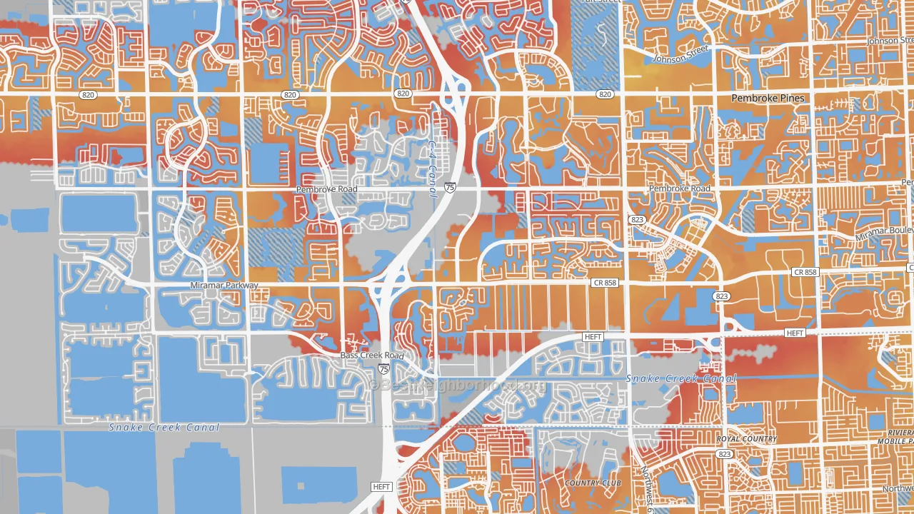 Transit Grade map of 33027, FL
