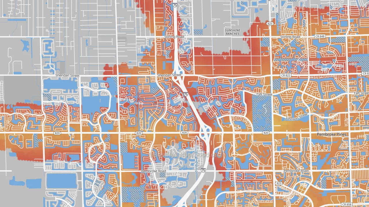 Transit Grade map of 33028, FL