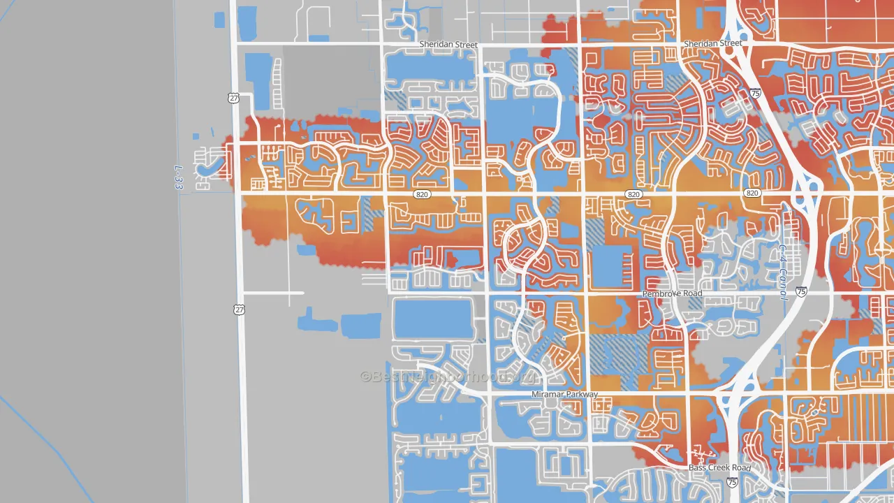 Transit Grade map of 33029, FL