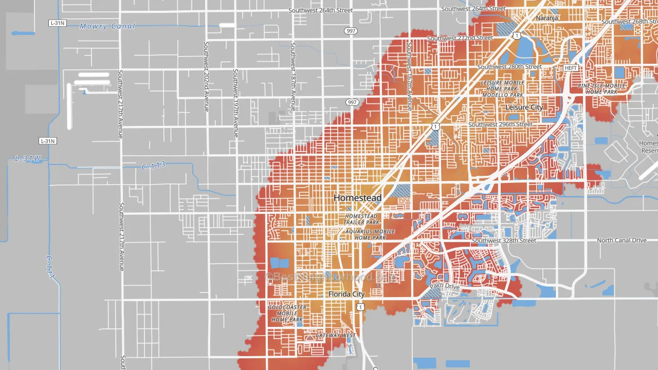 Transit Grade map of 33030, FL