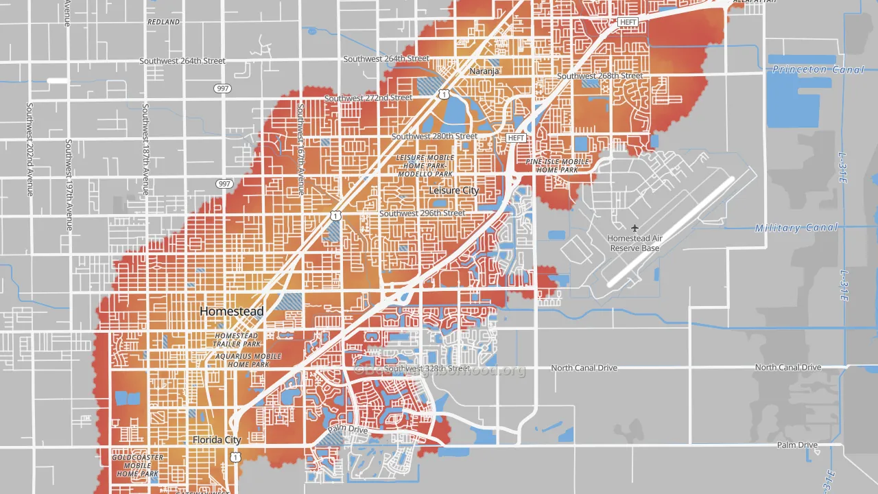 Transit Grade map of 33033, FL