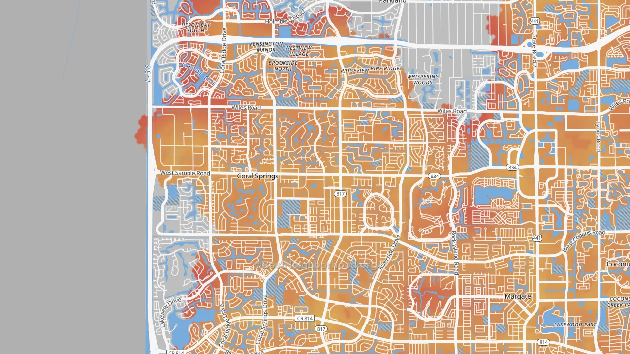 Transit Grade map of 33065, FL