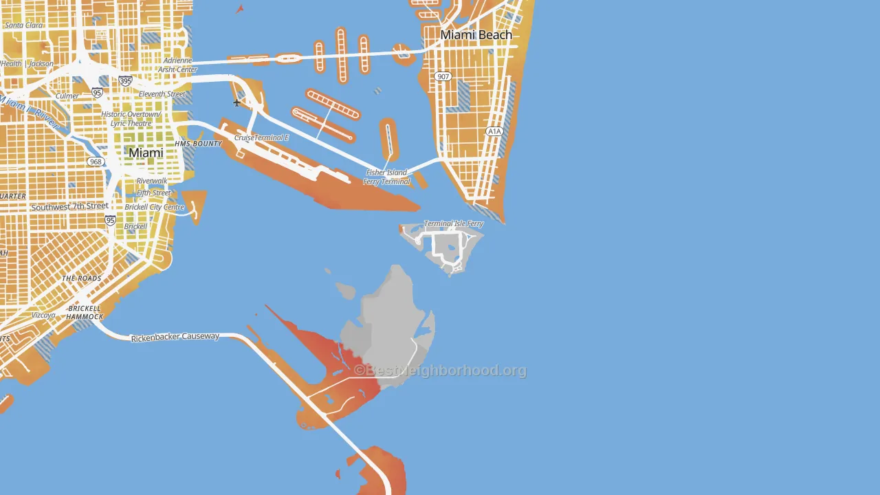 Transit Grade map of 33109, FL