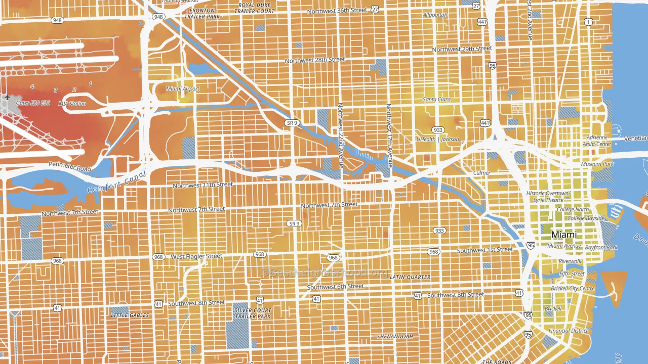 Transit Grade map of 33125, FL