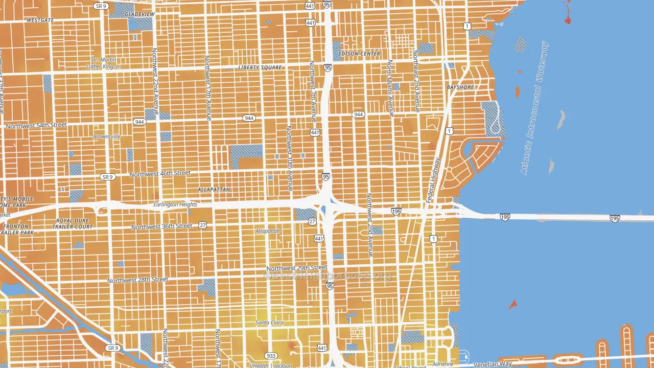 Transit Grade map of 33127, FL