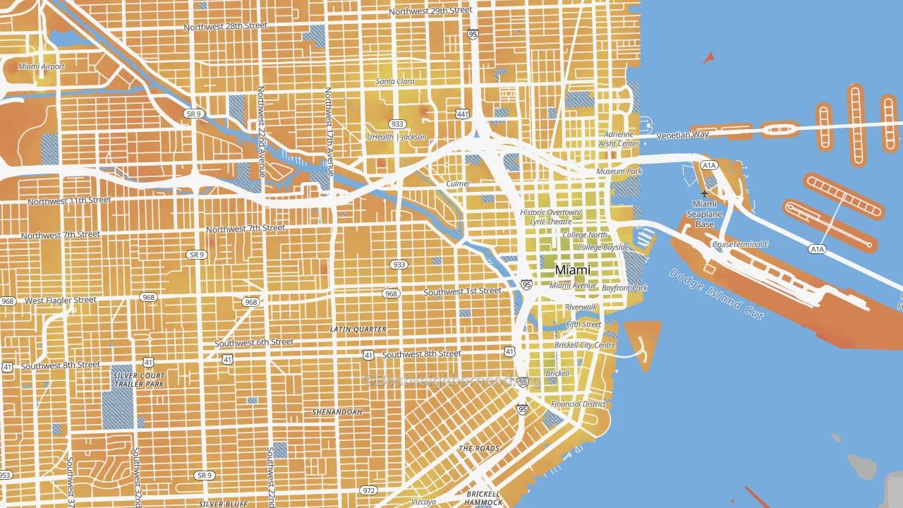 Transit Grade map of 33128, FL
