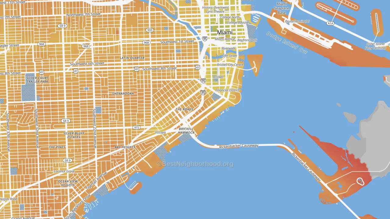 Transit Grade map of 33129, FL