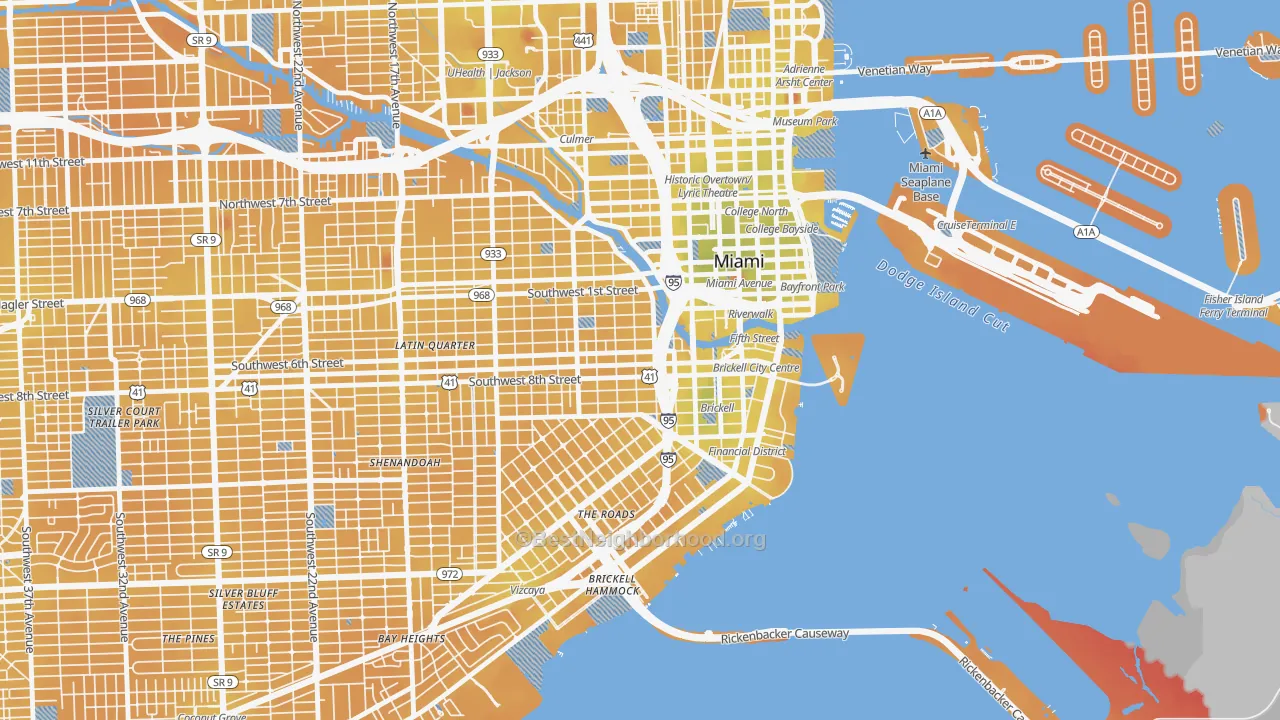 Transit Grade map of 33130, FL