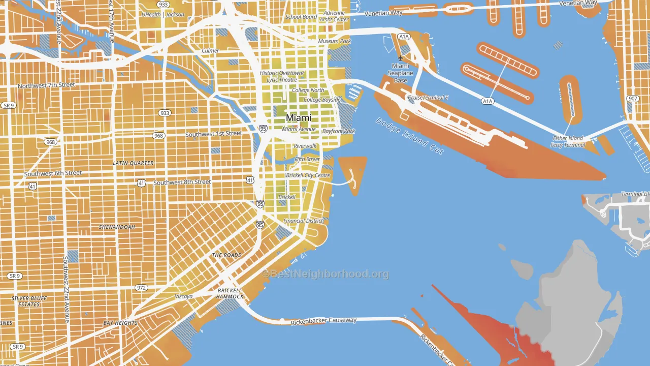 Transit Grade map of 33131, FL