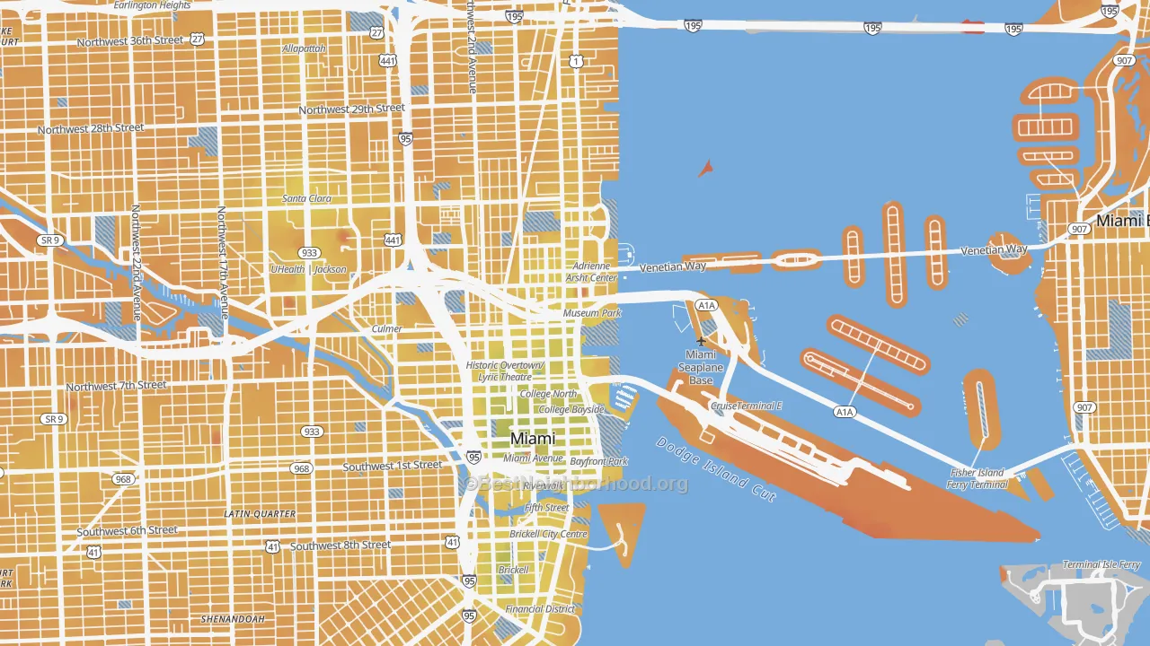 Transit Grade map of 33132, FL