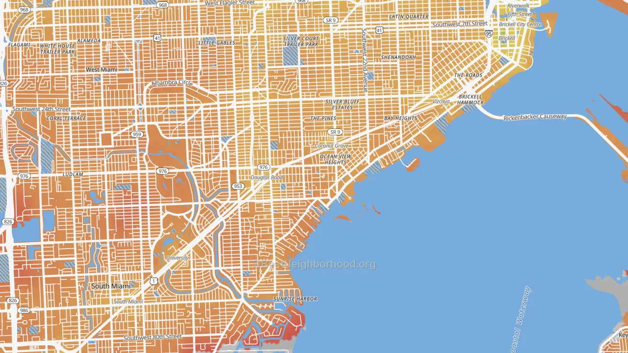 Transit Grade map of 33133, FL