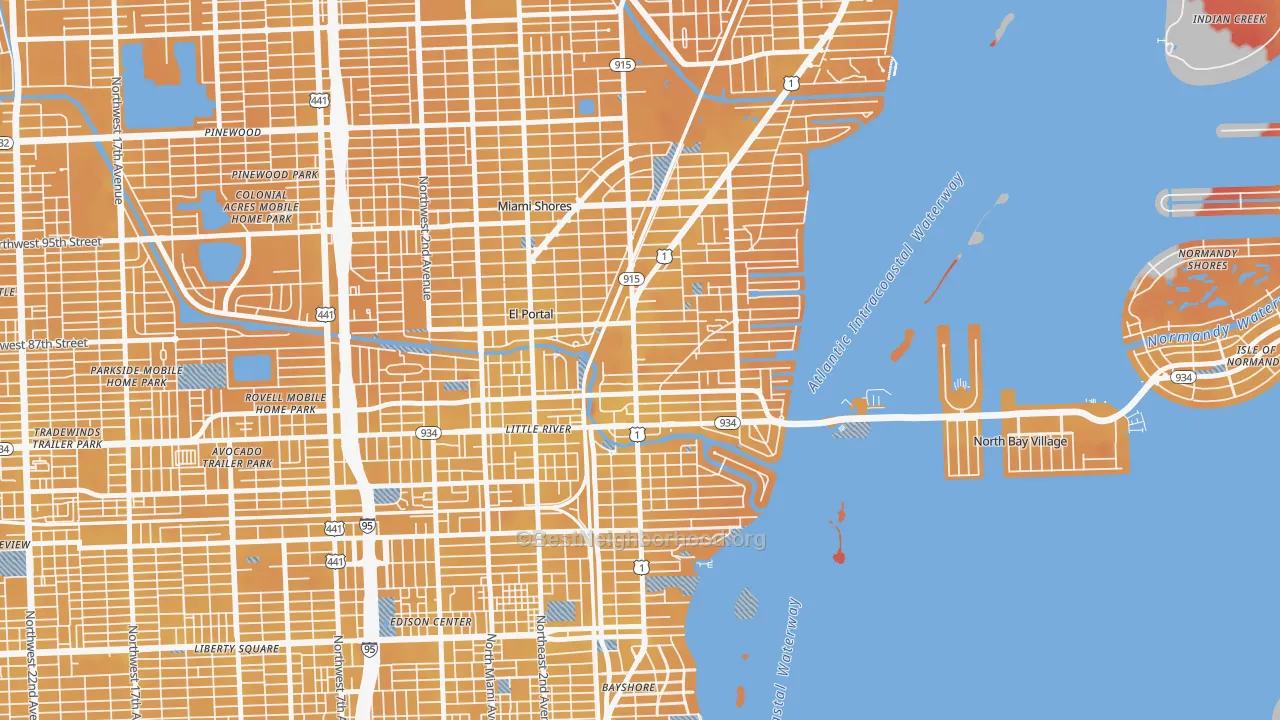 Transit Grade map of 33138, FL