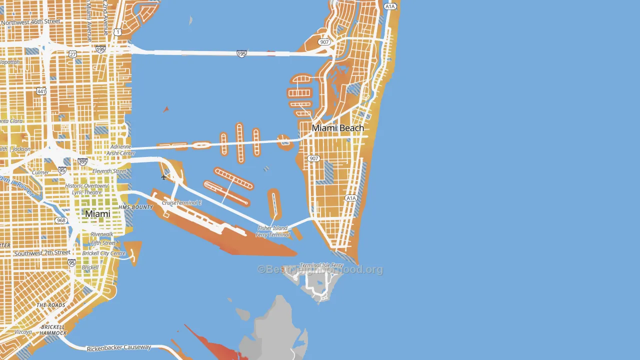 Transit Grade map of 33139, FL