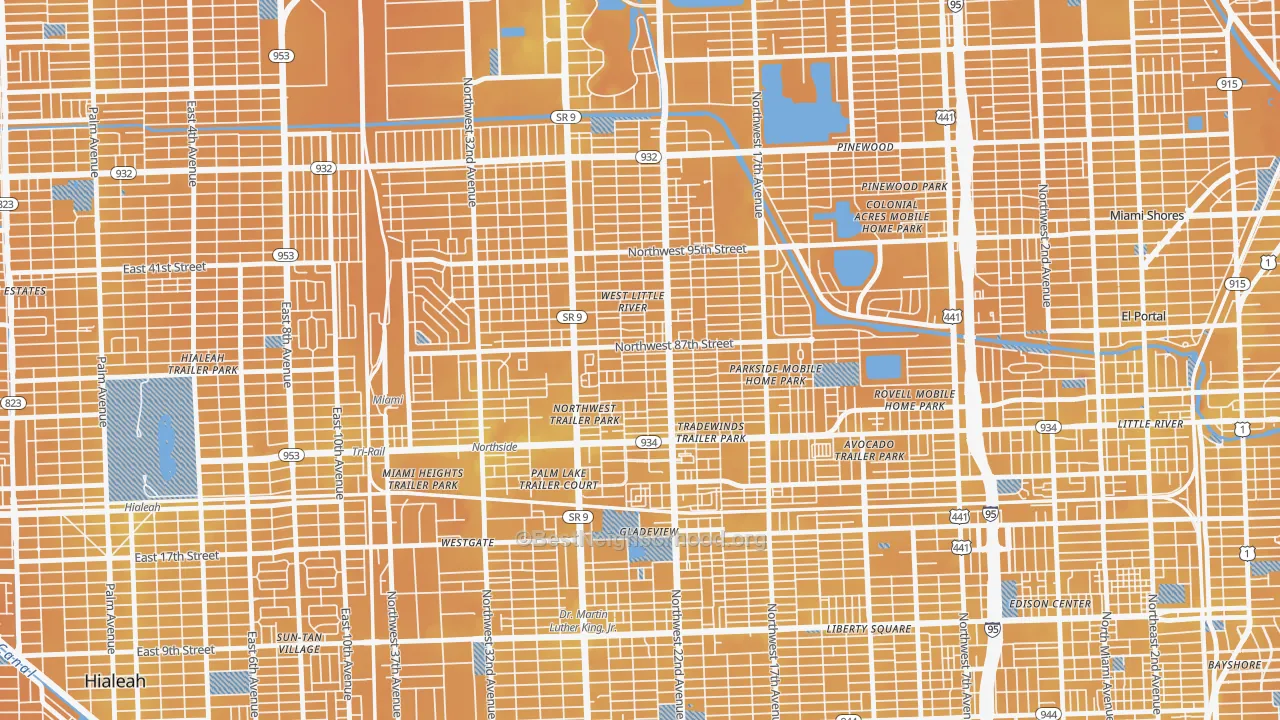 Transit Grade map of 33147, FL