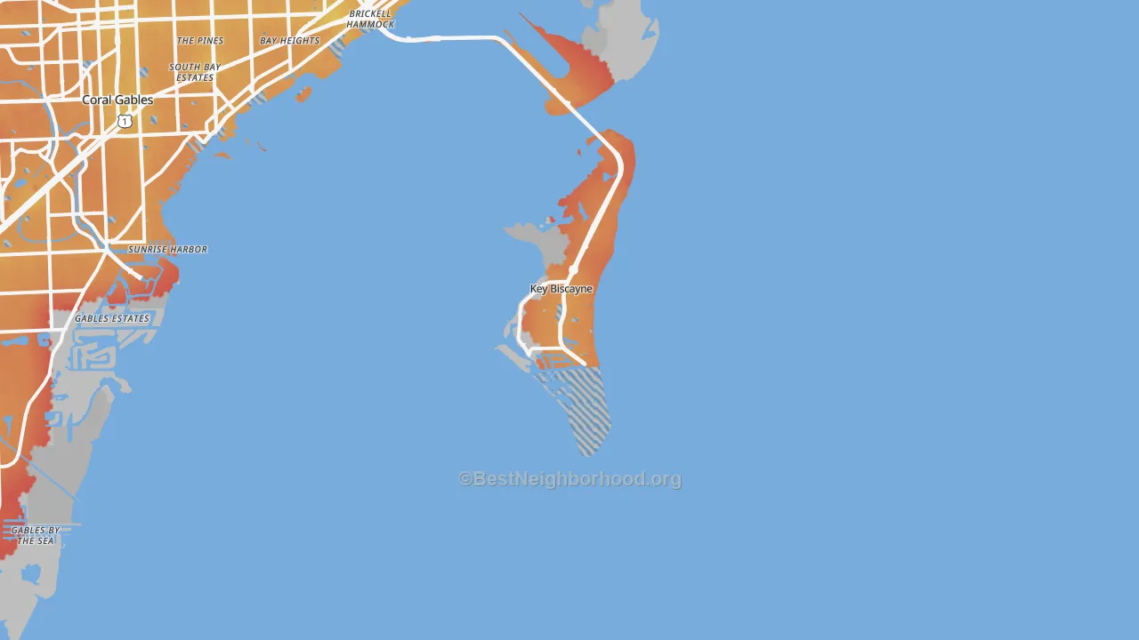 Transit Grade map of 33149, FL