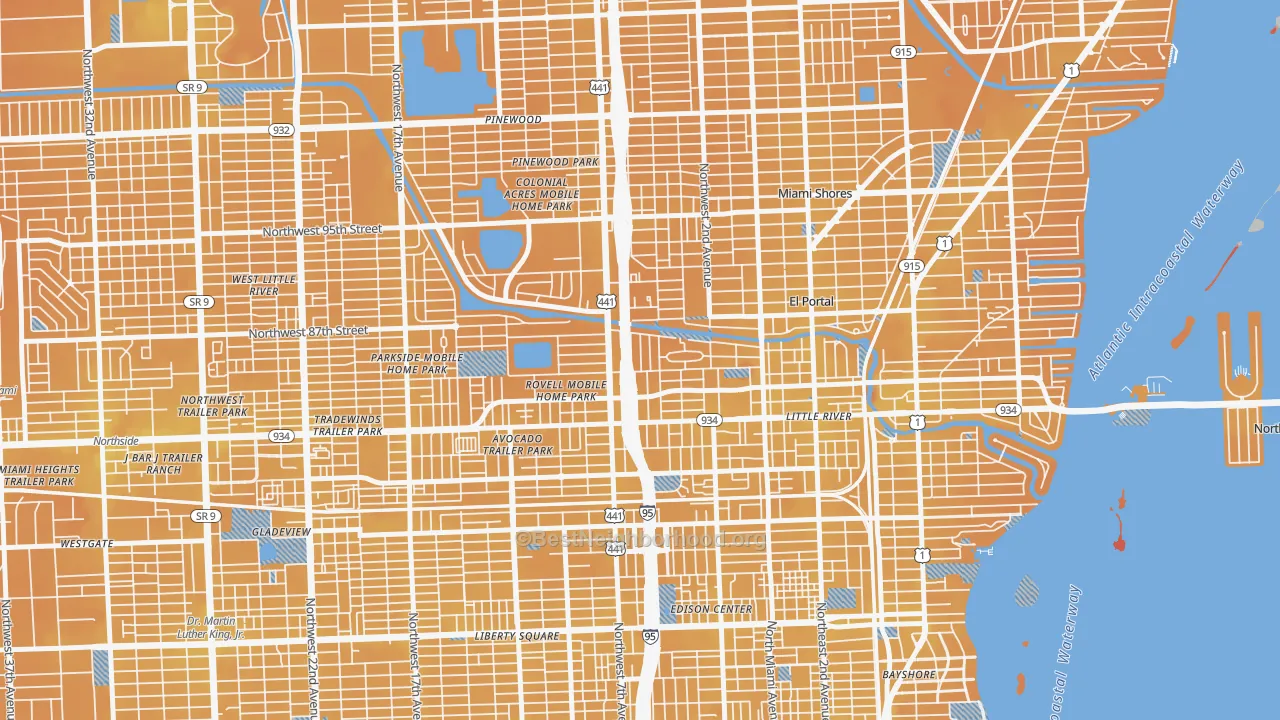 Transit Grade map of 33150, FL
