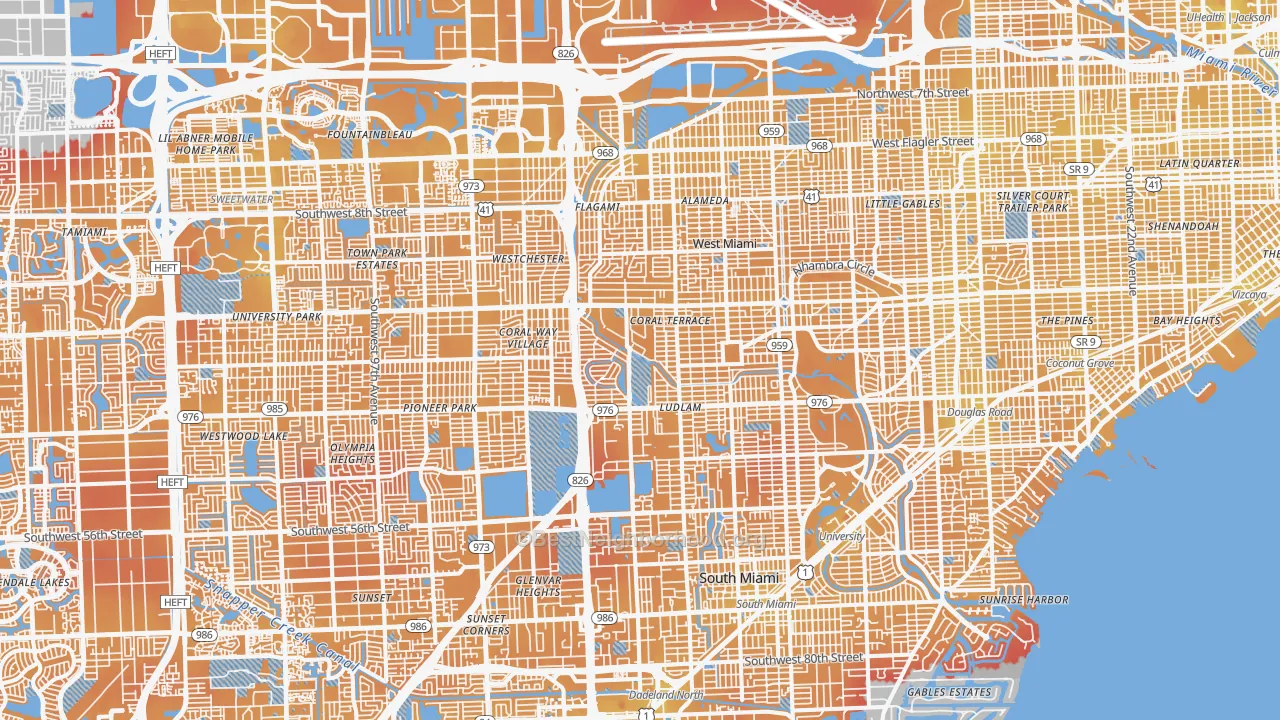 Transit Grade map of 33155, FL
