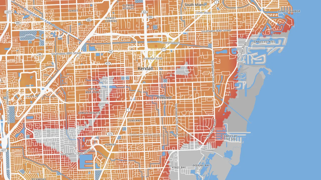 Transit Grade map of 33156, FL