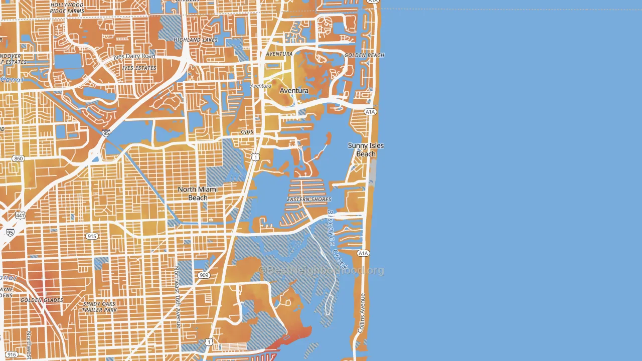 Transit Grade map of 33160, FL