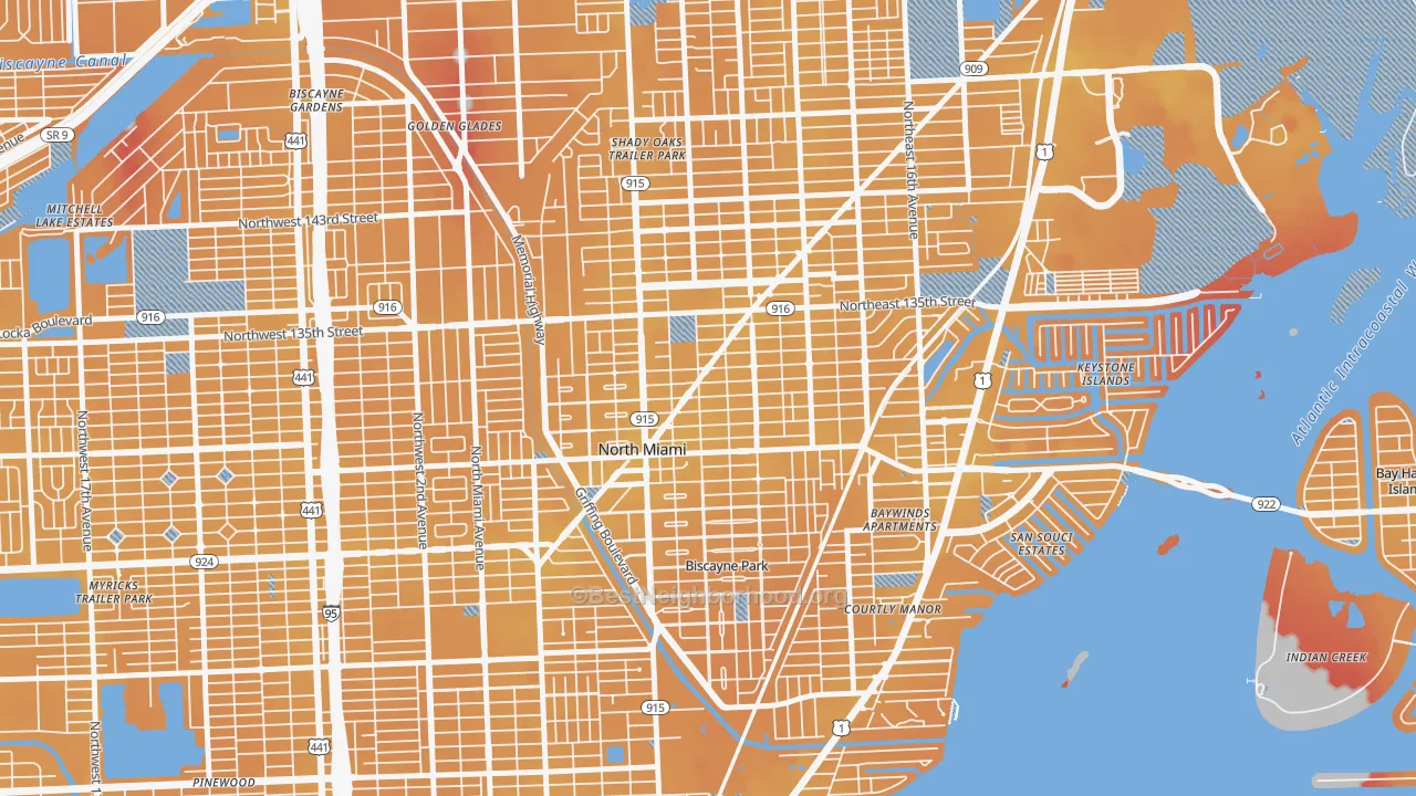 Transit Grade map of 33161, FL