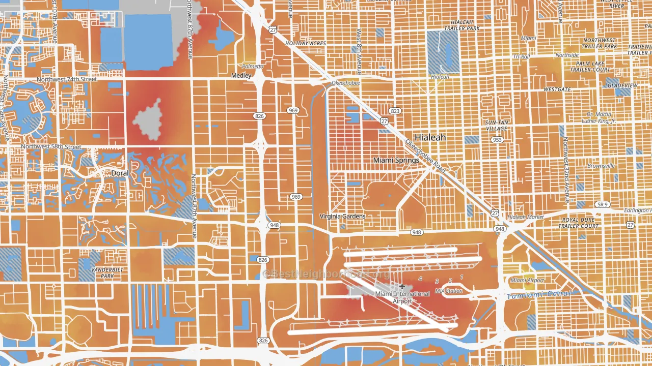 Transit Grade map of 33166, FL