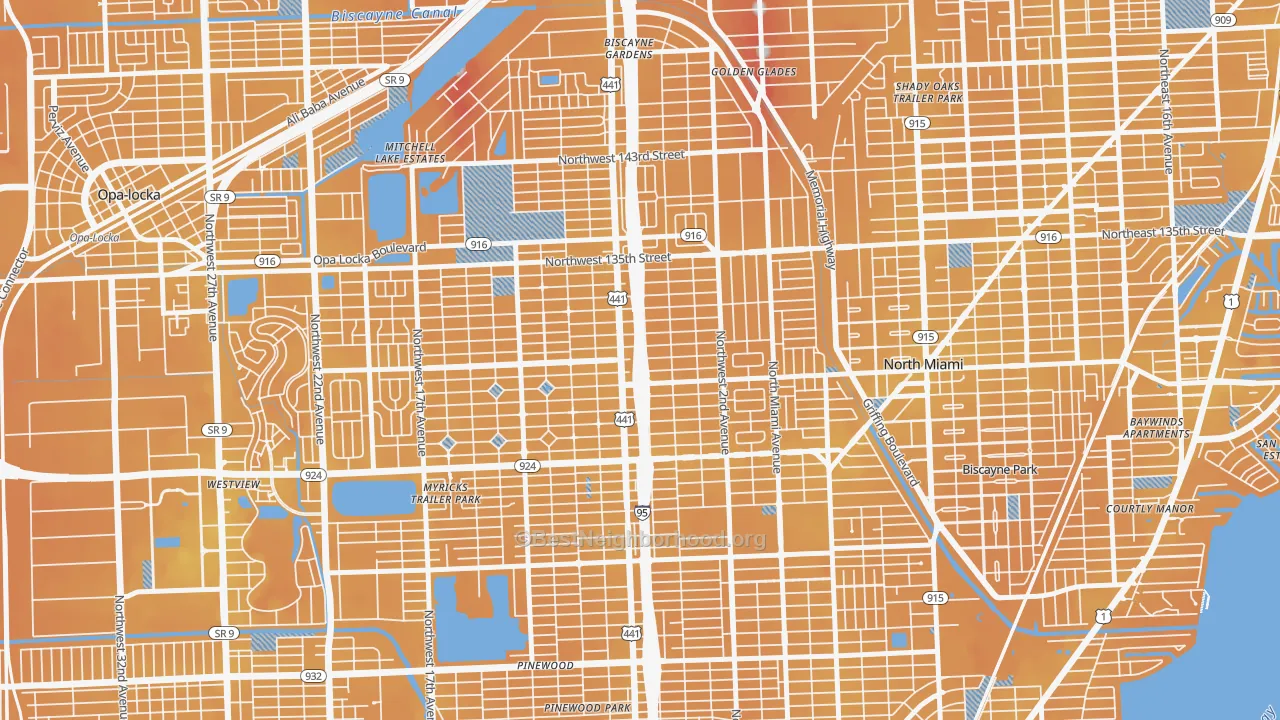 Transit Grade map of 33168, FL