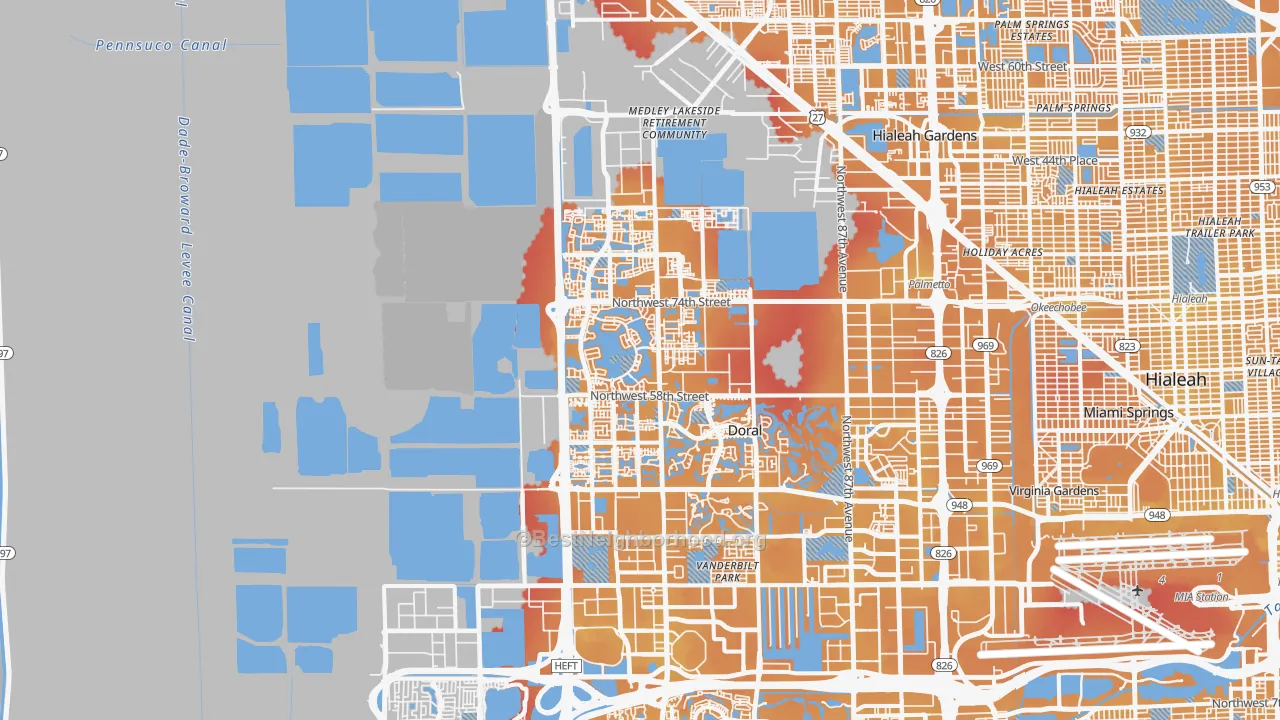 Transit Grade map of 33178, FL