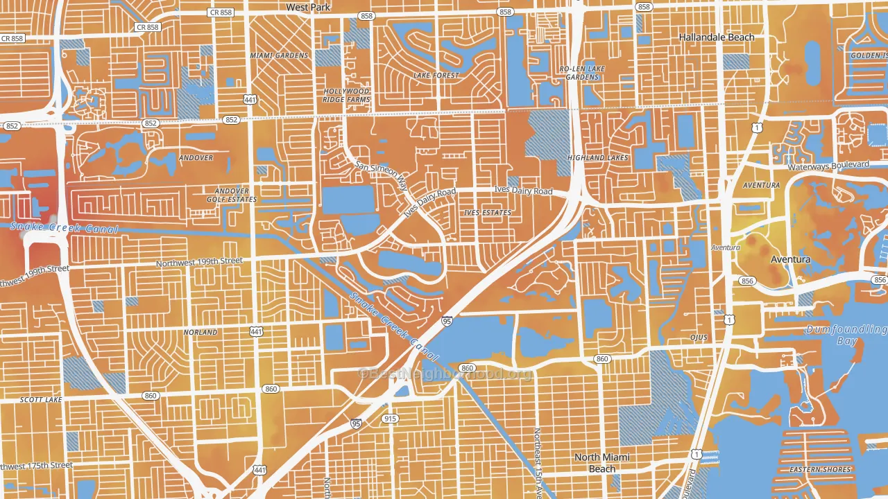 Transit Grade map of 33179, FL