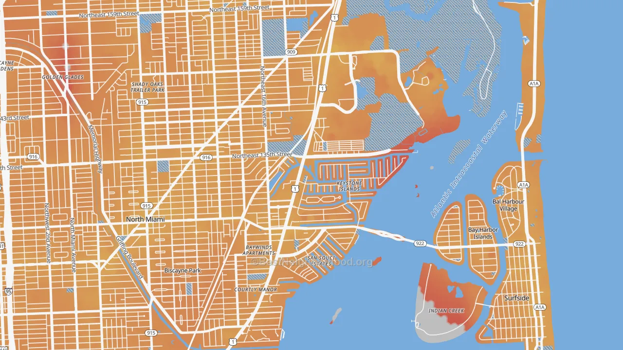 Transit Grade map of 33181, FL