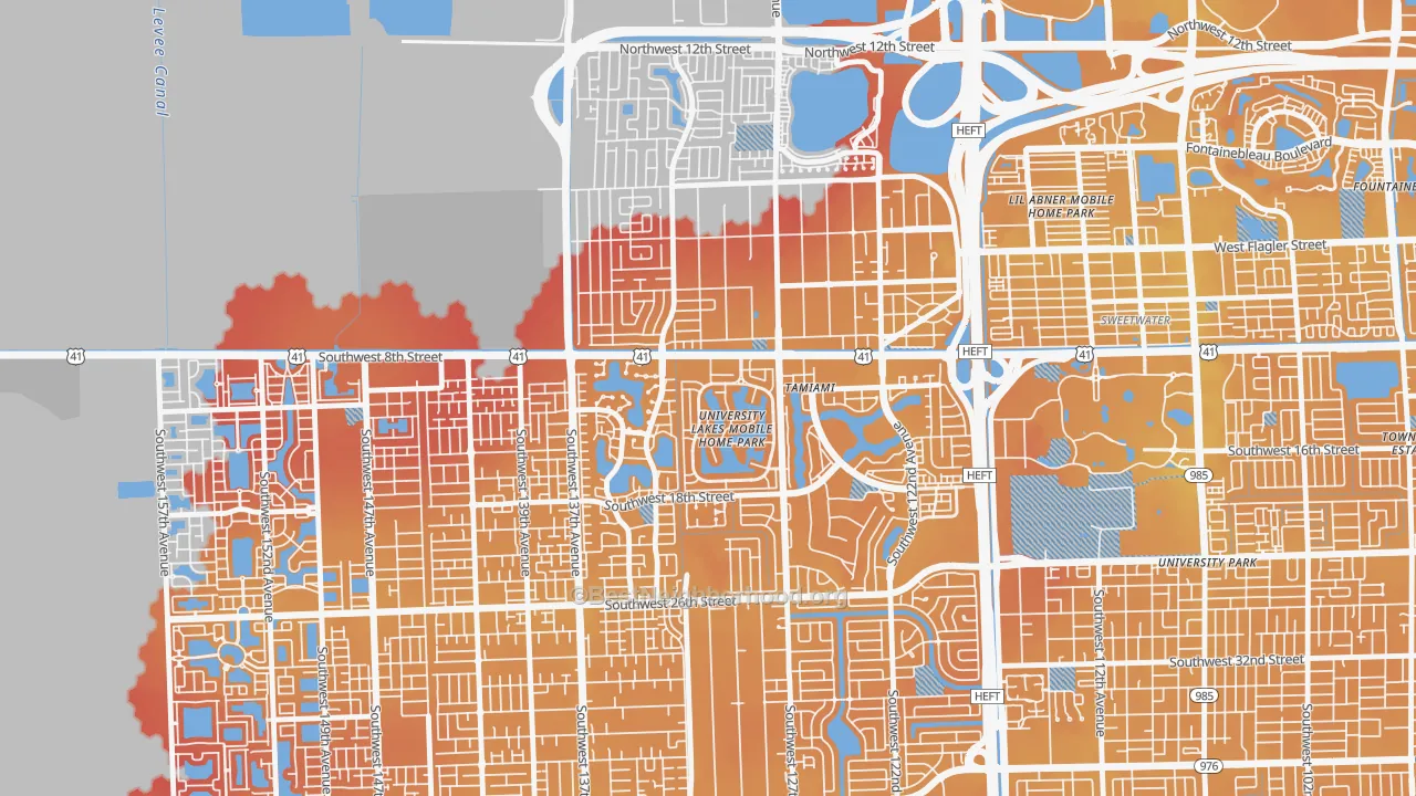 Transit Grade map of 33184, FL