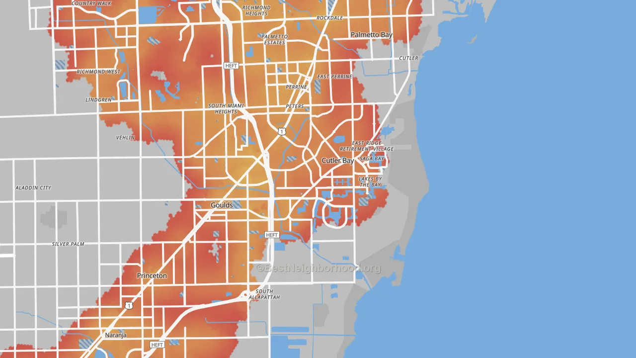 Transit Grade map of 33189, FL