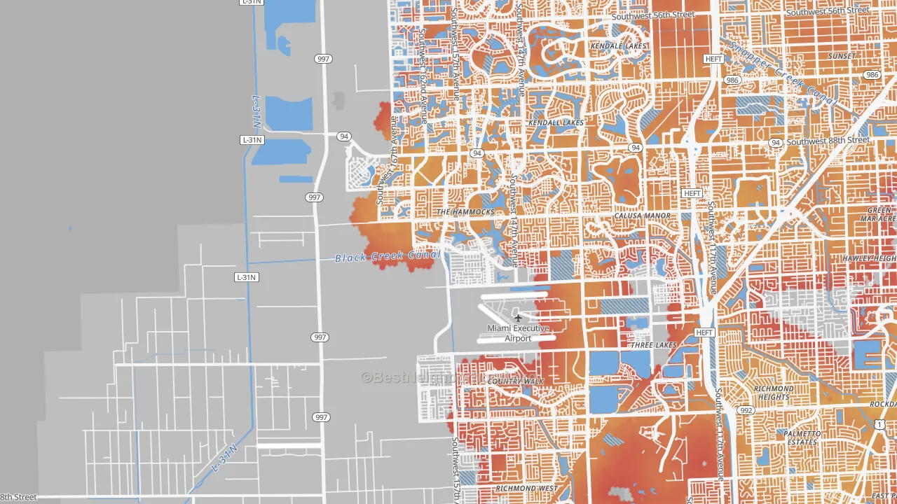 Transit Grade map of 33196, FL