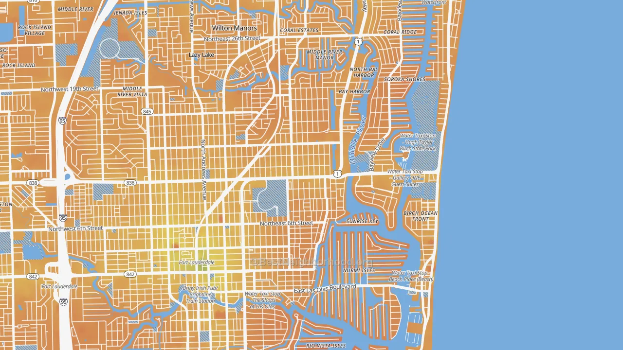 Transit Grade map of 33304, FL