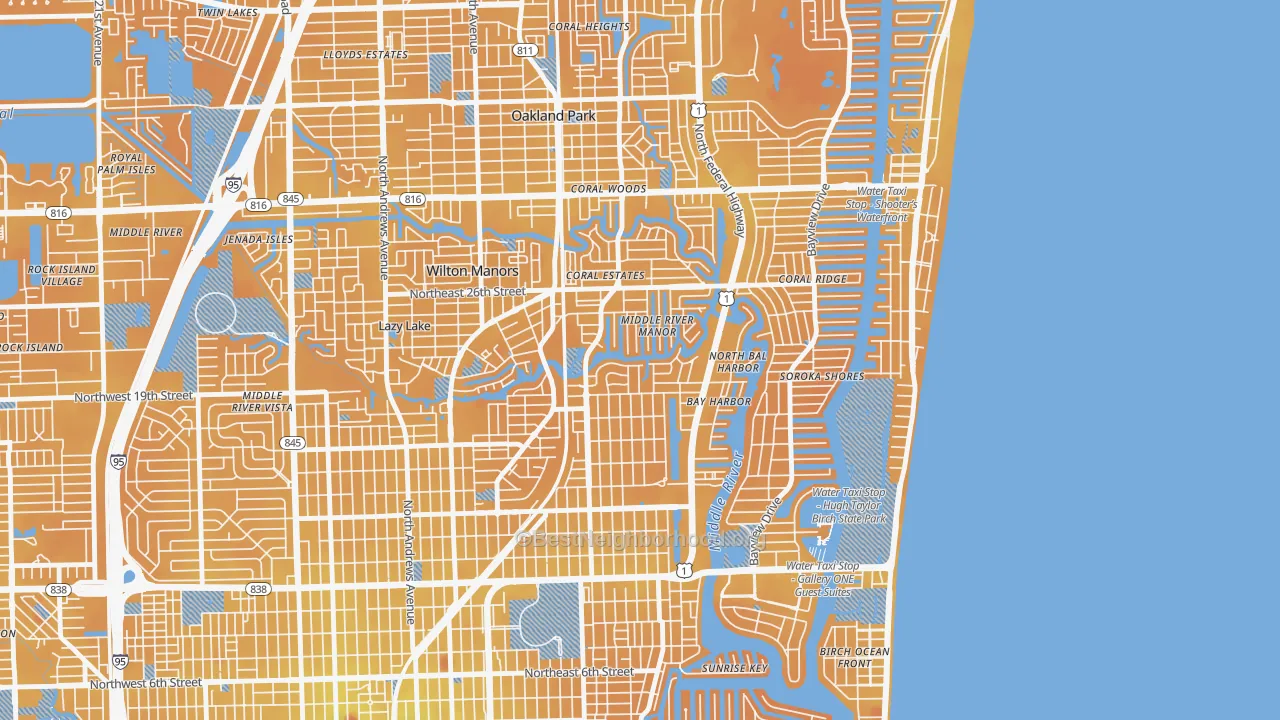 Transit Grade map of 33305, FL