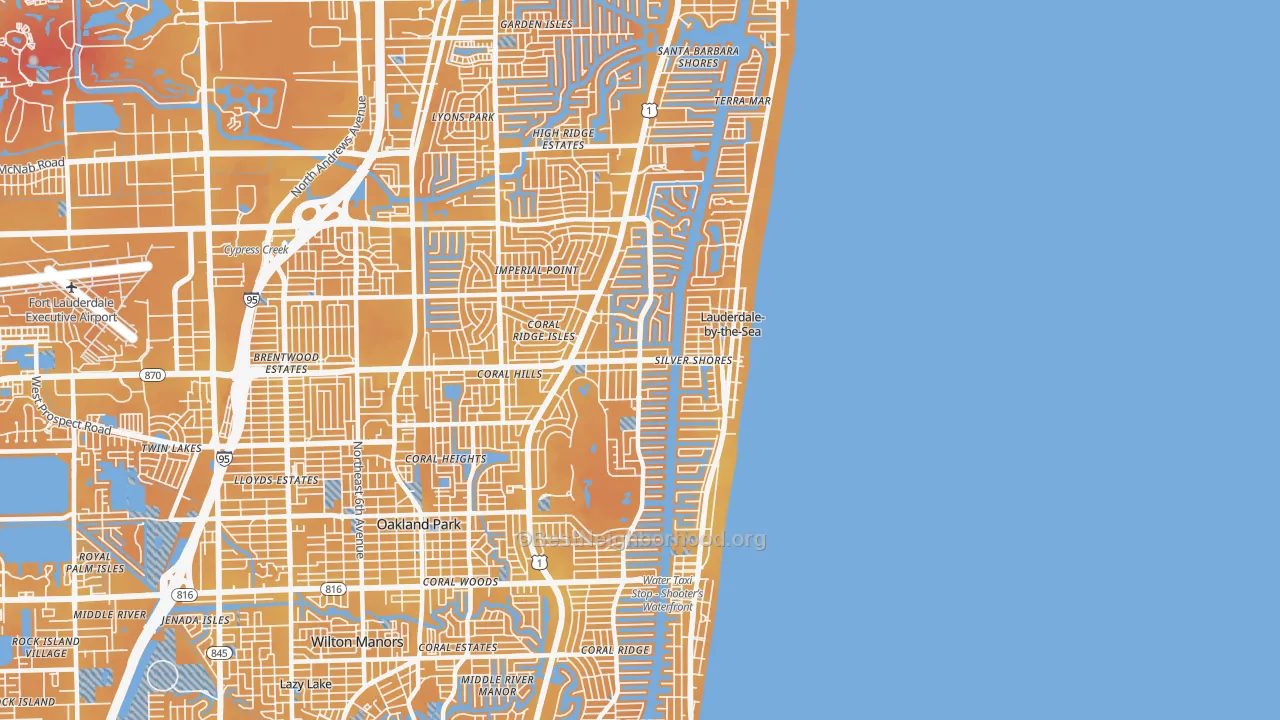 Transit Grade map of 33308, FL