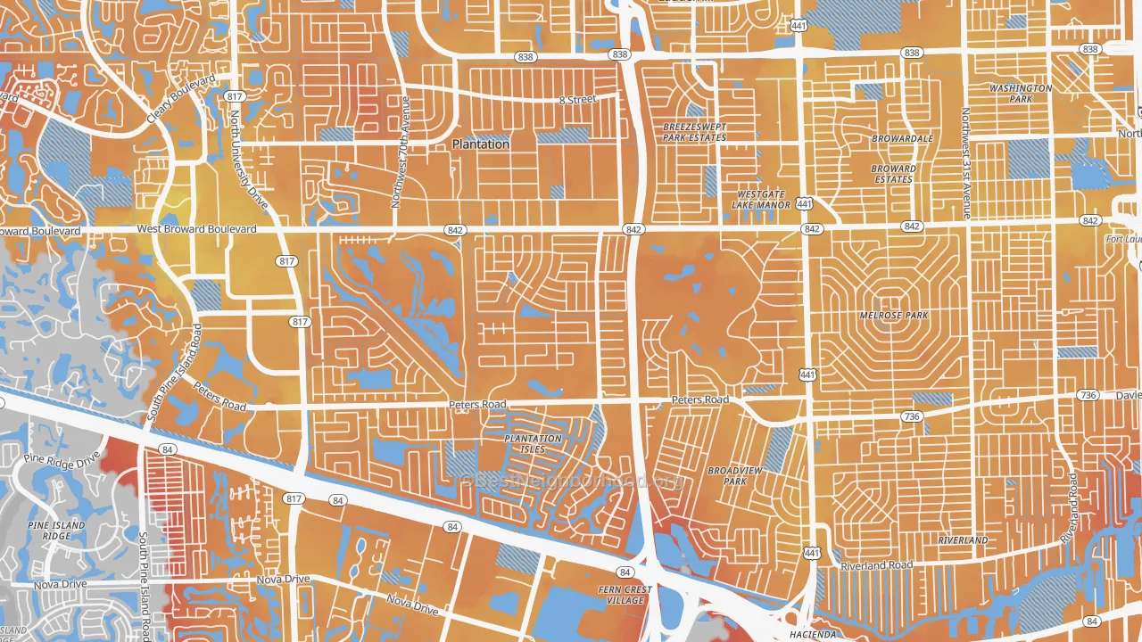 Transit Grade map of 33317, FL