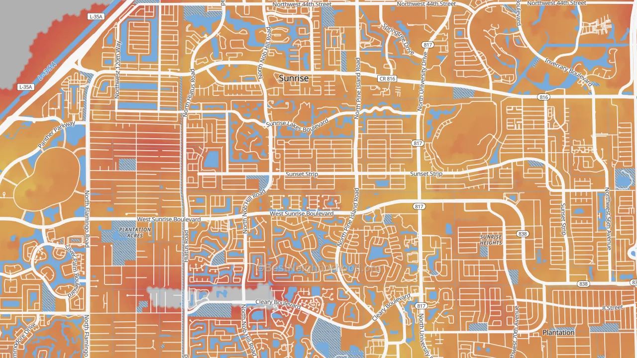 Transit Grade map of 33322, FL