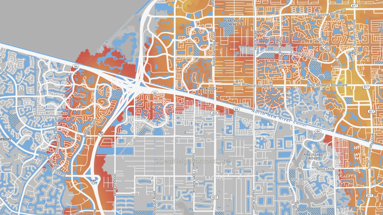 Transit Grade map of 33325, FL