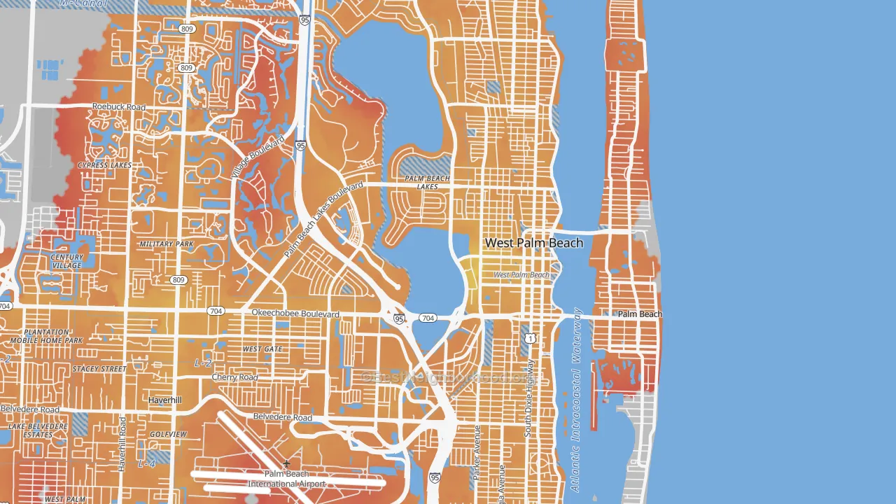 Transit Grade map of 33401, FL