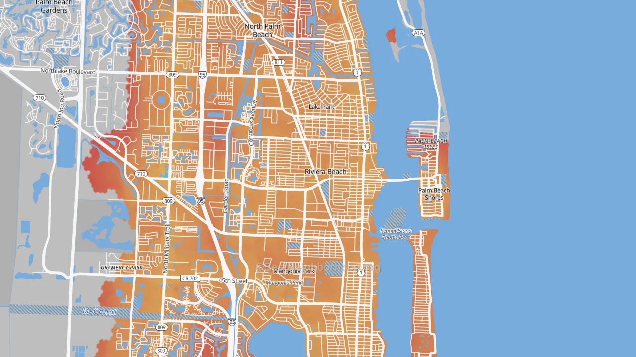 Transit Grade map of 33404, FL