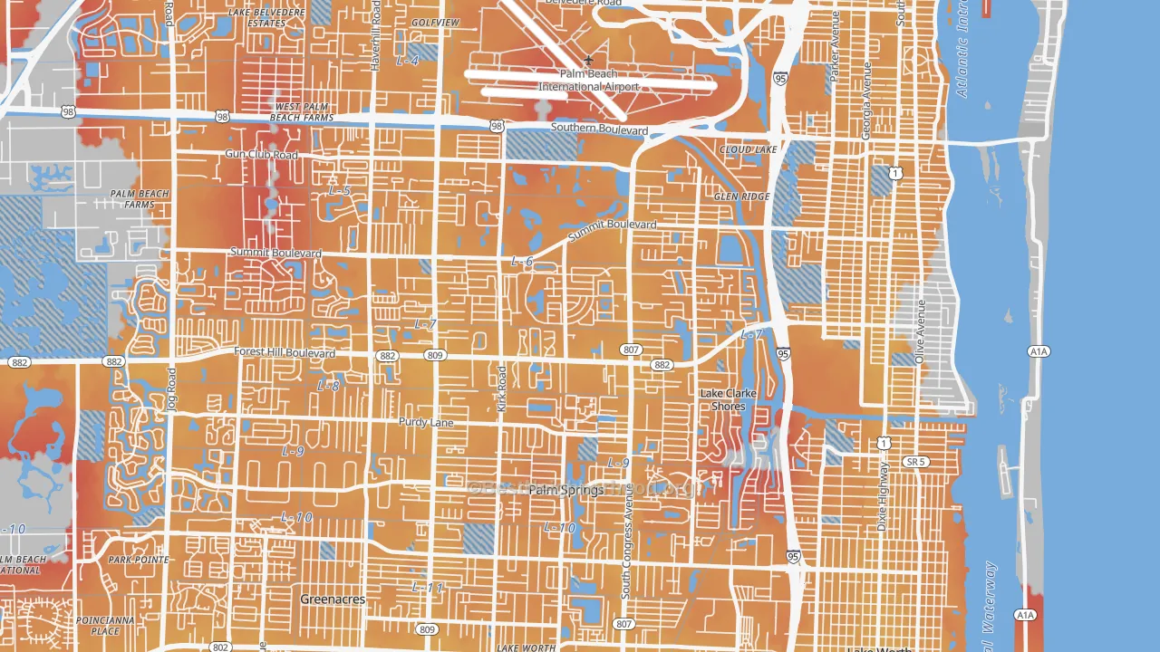 Transit Grade map of 33406, FL
