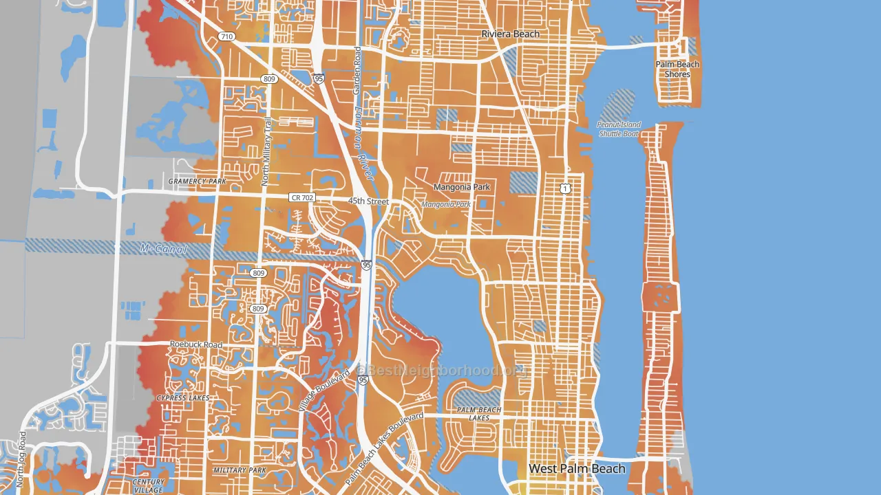 Transit Grade map of 33407, FL