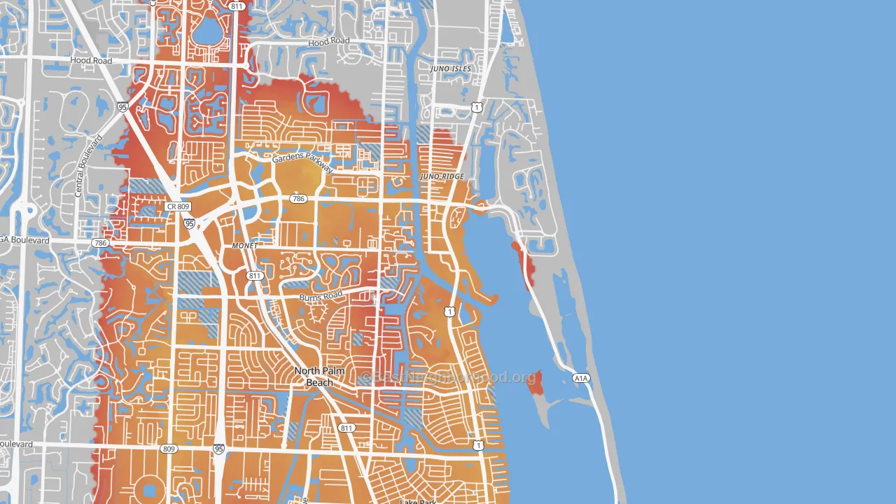 Transit Grade map of 33408, FL