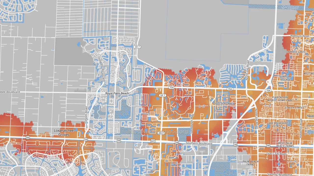 Transit Grade map of 33411, FL
