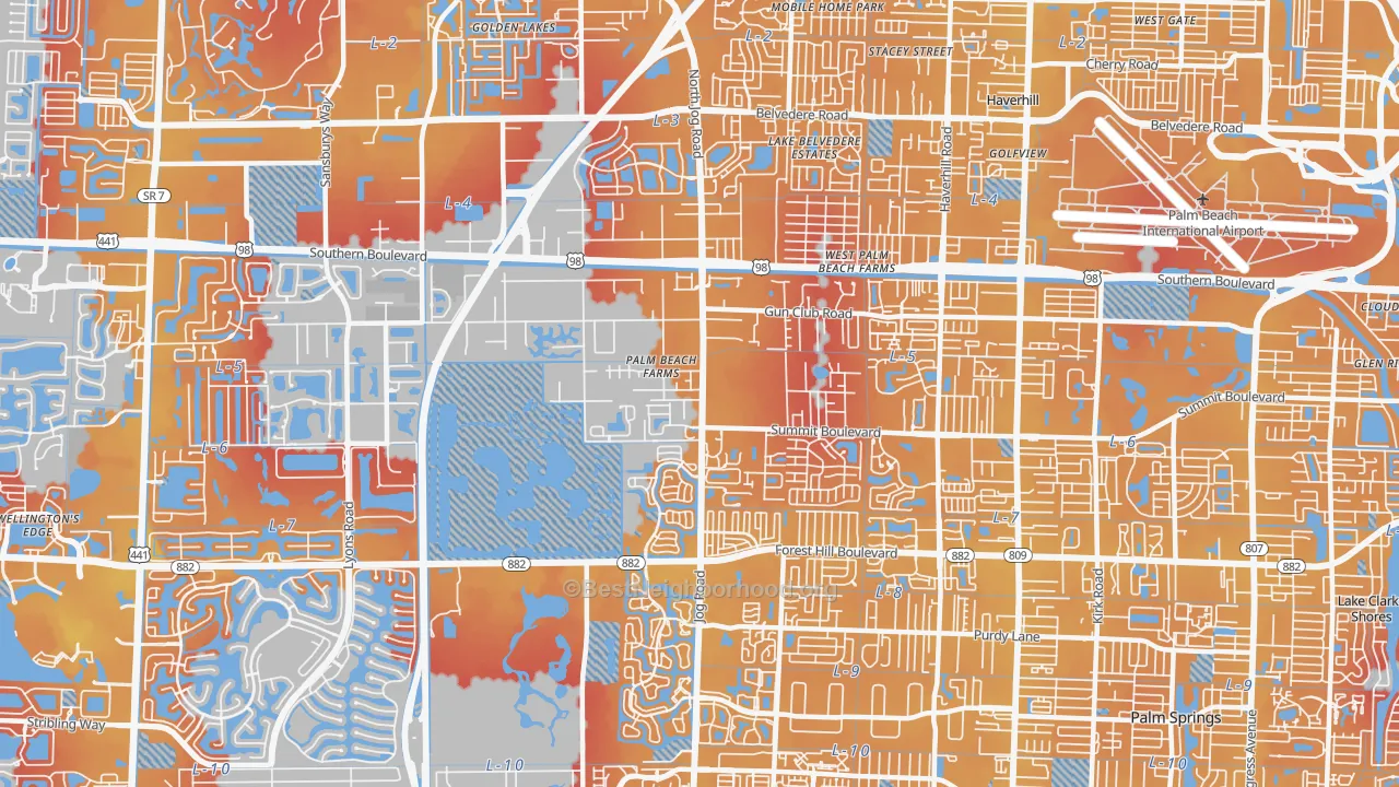Transit Grade map of 33413, FL
