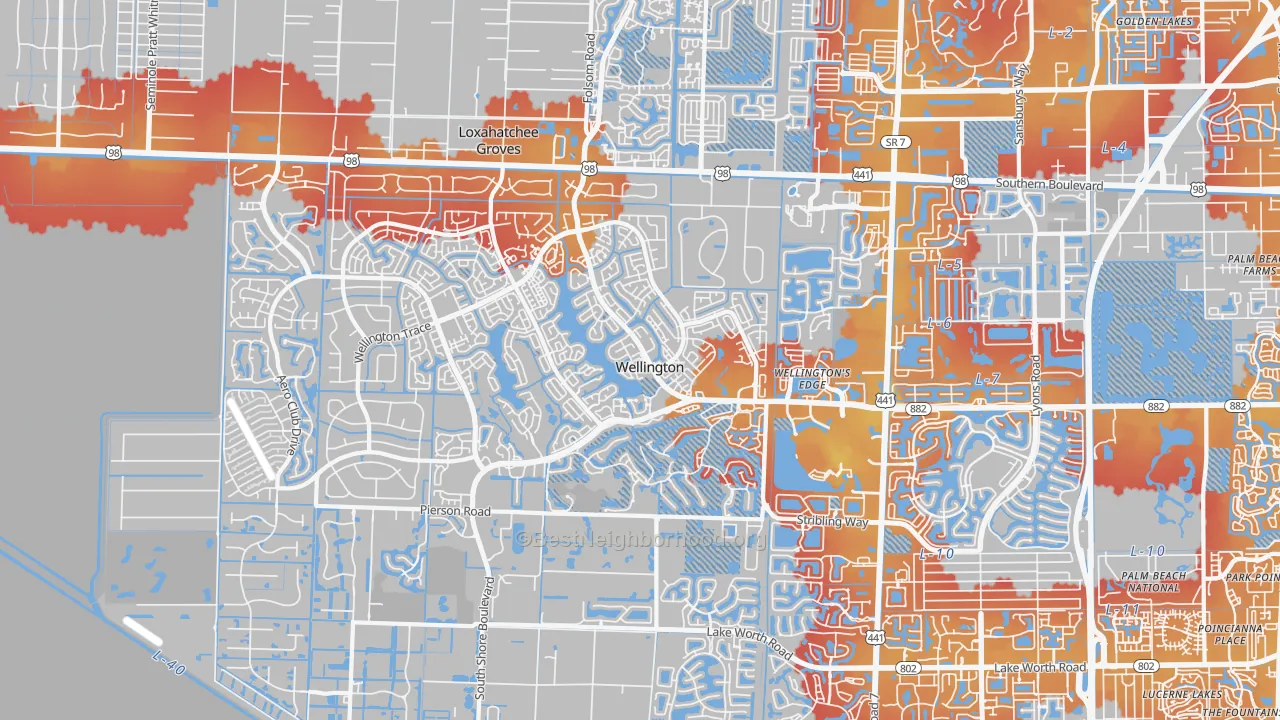 Transit Grade map of 33414, FL