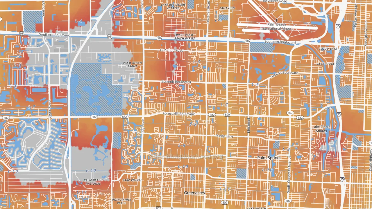 Transit Grade map of 33415, FL