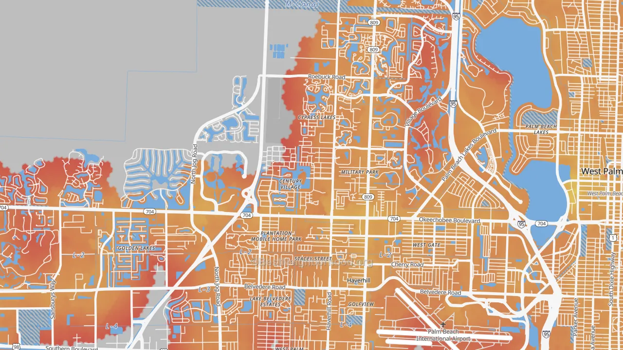 Transit Grade map of 33417, FL